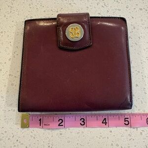 Bosca Burgundy Leather Snap Wallet with Gold Accent